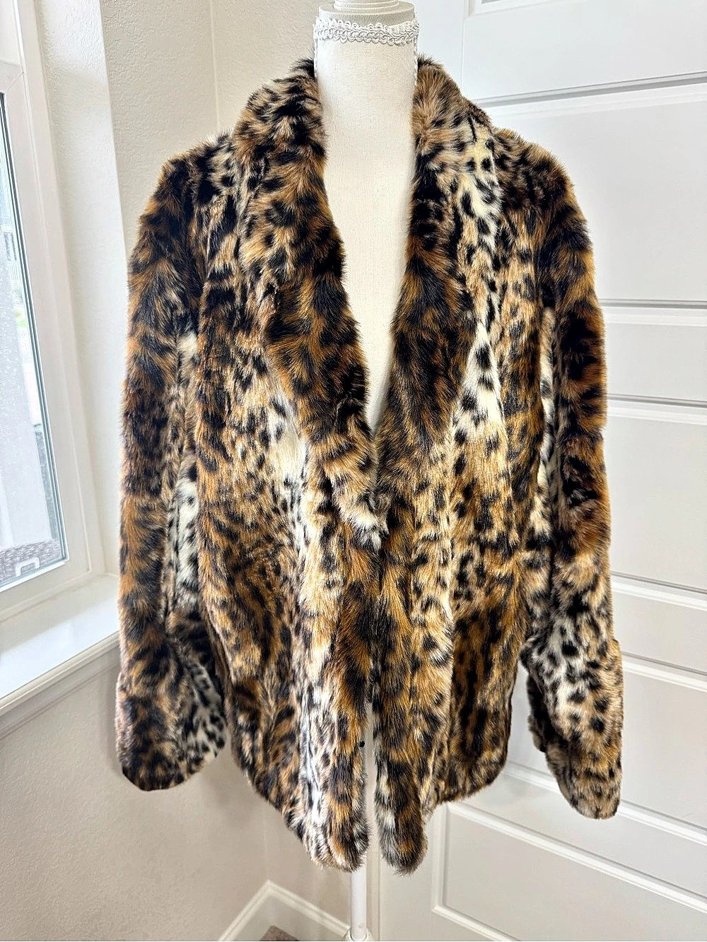 chico's Animal Print Faux Fur Jacket Size XXL
